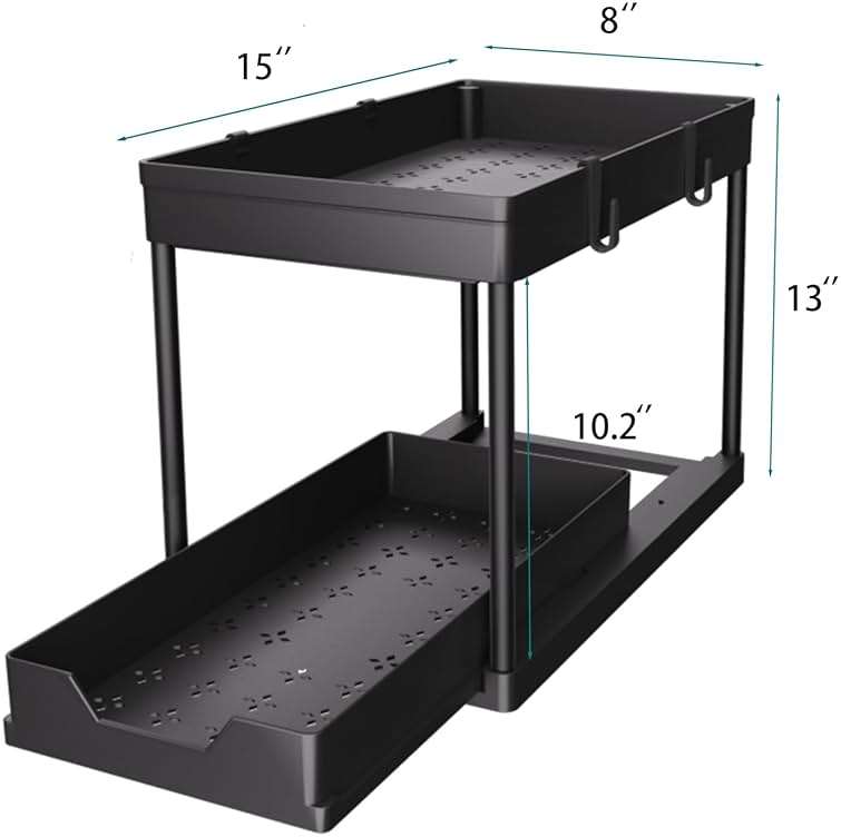 DEKAVA Under Sink Organizer 2 Pack, Bathroom Cabinet Organizer, 2 Tier Sliding Cabinet Basket Organizer Drawer, Multi-Purpose Bath Collection Baskets for Bathroom (Black) - Image 2