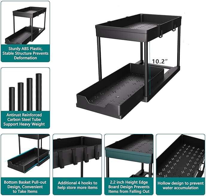 DEKAVA Under Sink Organizer 2 Pack, Bathroom Cabinet Organizer, 2 Tier Sliding Cabinet Basket Organizer Drawer, Multi-Purpose Bath Collection Baskets for Bathroom (Black) - Image 6