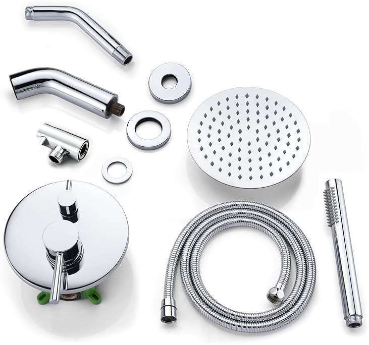 sumerain Rain Shower System with Tub Spout, Tub Shower Faucet Set with 8 inches Shower Head and Hand Shower, Valve Included Chrome - Image 7