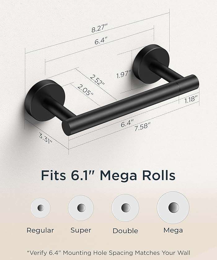 FORIOUS Toilet Paper Holder Wall Mount, Stainless Steel Rustproof Double Post Pivoting Tissue Roll Holder for Bathroom, Commercial Toilet Paper Dispenser, Matte Black - Image 2