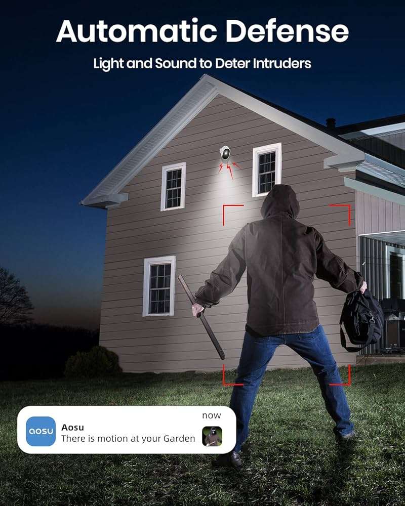 aosu Security Cameras Wireless Outdoor Home System, True 2K HD Night Vision, No Subscription Required, Long Battery Life, 166° Wide View, Spotlight & Siren Alarm, Motion Alert, Support 2.4 & 5GHz WiFi - Image 7