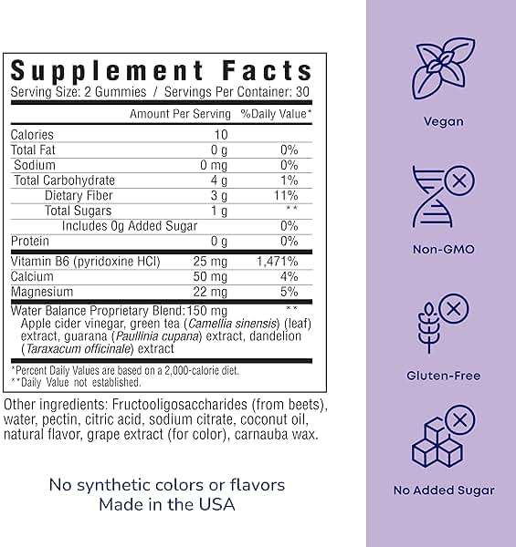 her own Debloat Gummy, Bloating and Gas Relief, Helps Reduce Water Retention, Supports Energy, with Apple Cider Vinegar and Dandelion, Gluten and Soy Free, Vegan, 60 Gummies, 60 Servings - Image 3