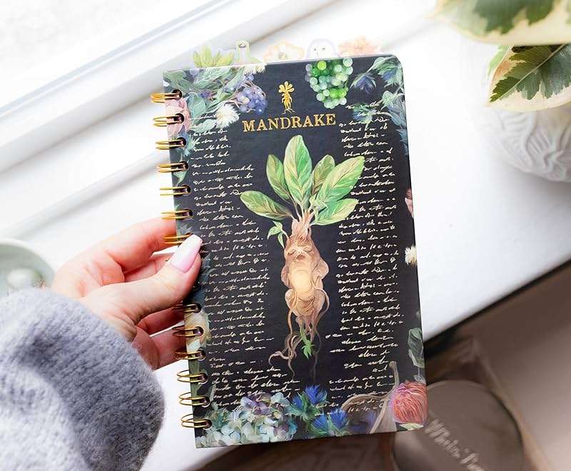 Harry Potter Mandrake Floral 5-Tab Spiral Notebook | 75-Page Bound Sketchbook Journal, Work Memo Notepad With Lined Paper, Travel Diary Writing | Home School Supplies For College, Business - Image 5