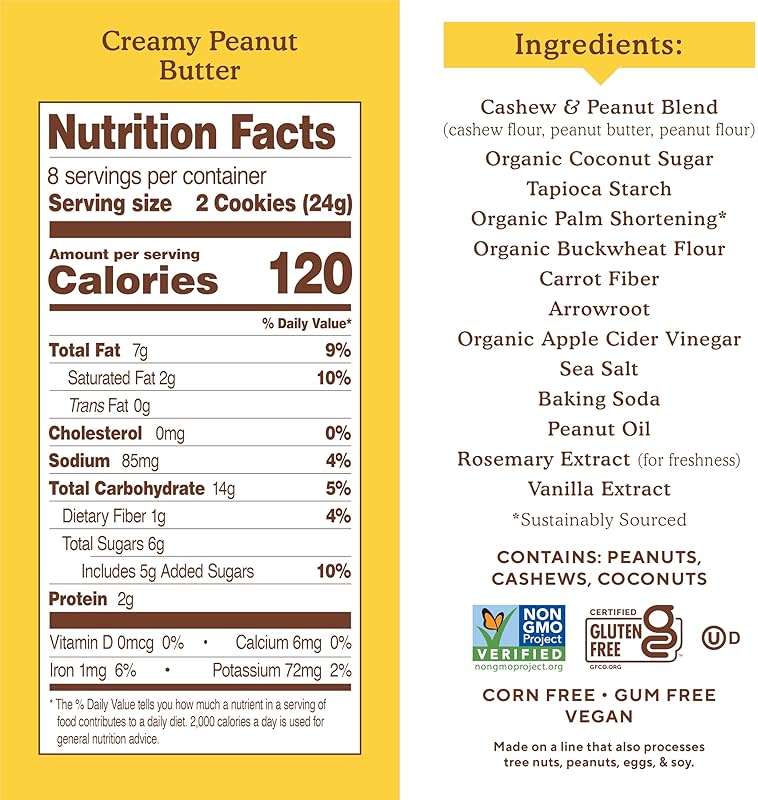 Simple Mills Creamy Peanut Butter Sandwich Cookies - Gluten Free, Vegan, Healthy Snacks, 6.7 Ounce (Pack of 1) - Image 4