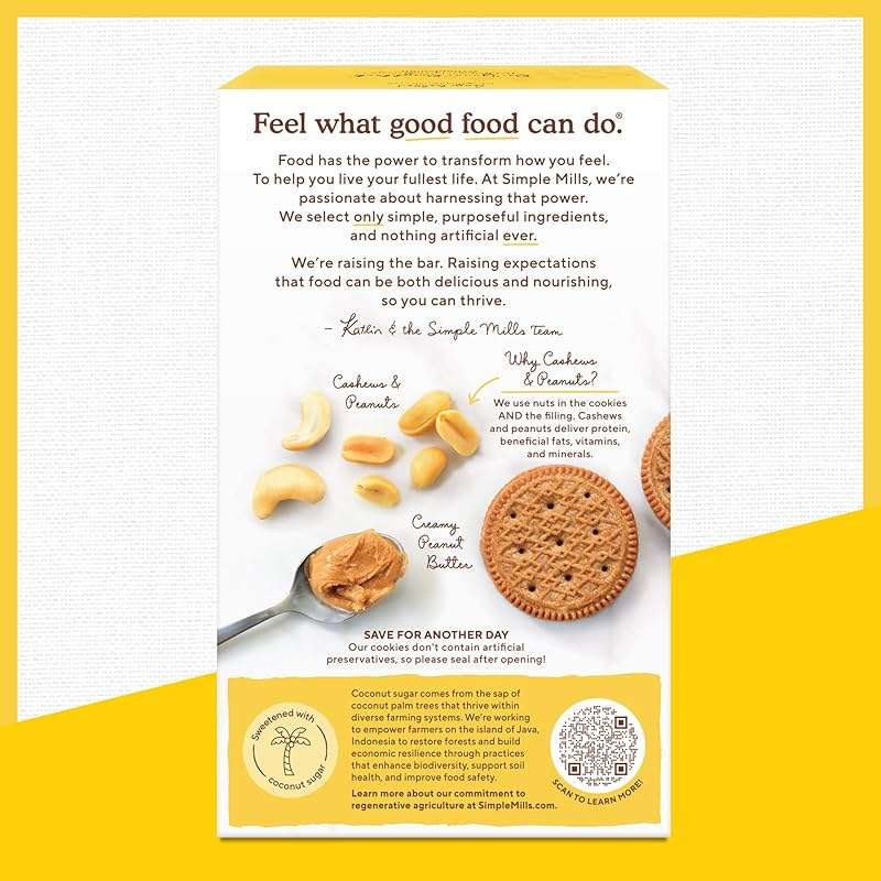 Simple Mills Creamy Peanut Butter Sandwich Cookies - Gluten Free, Vegan, Healthy Snacks, 6.7 Ounce (Pack of 1) - Image 5