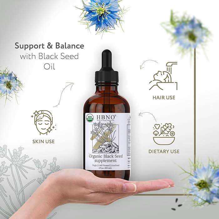 HBNO Organic Black Seed Oil - Huge 4oz (120ml) Glass Bottle Value Size - USDA Certified Organic Black Seed Oil, Cold Pressed for Face, Body, Lips, Shampoo & Conditioner - Image 2