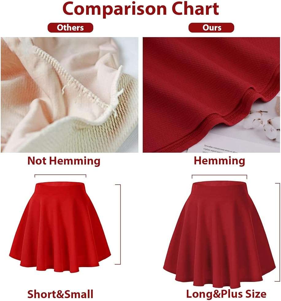 Moon Wood Women's Plus Size Skater Skirt High Waisted Stretchy Flowy Flared Summer Casual Basic Mini Skirts for Daily - Image 3