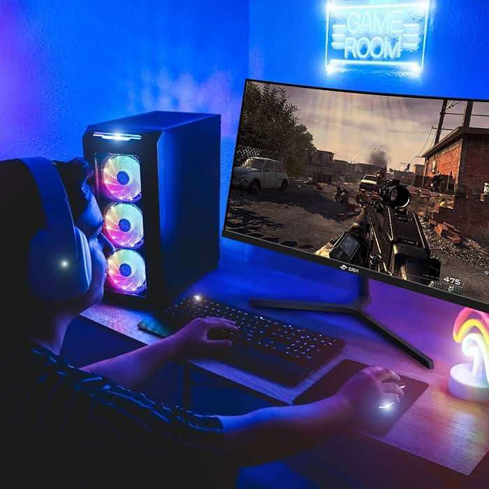 CRUA 24” Curved Gaming Monitor, 180Hz/144Hz FHD 1080P, Support 120% sRGB, AMD FreeSync, Low Motion Blur, Wall Mount Installs Compatible, for Office and Games(HDMI 1.4 & DP 1.2) – Black - Image 7