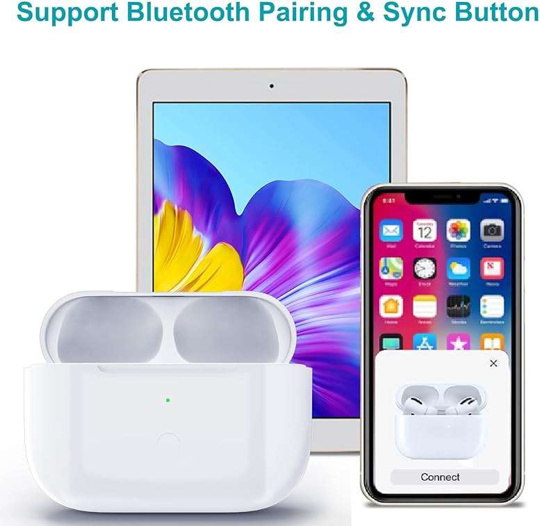 Wireless Charging Case Compatible with AirPods Pro 1st & 2nd Generation, for Airpods Pro Charger Replacement Cases, Support Bluetooth Pairing&Sync Button,661 Mah Built-in Battery,White - Image 5
