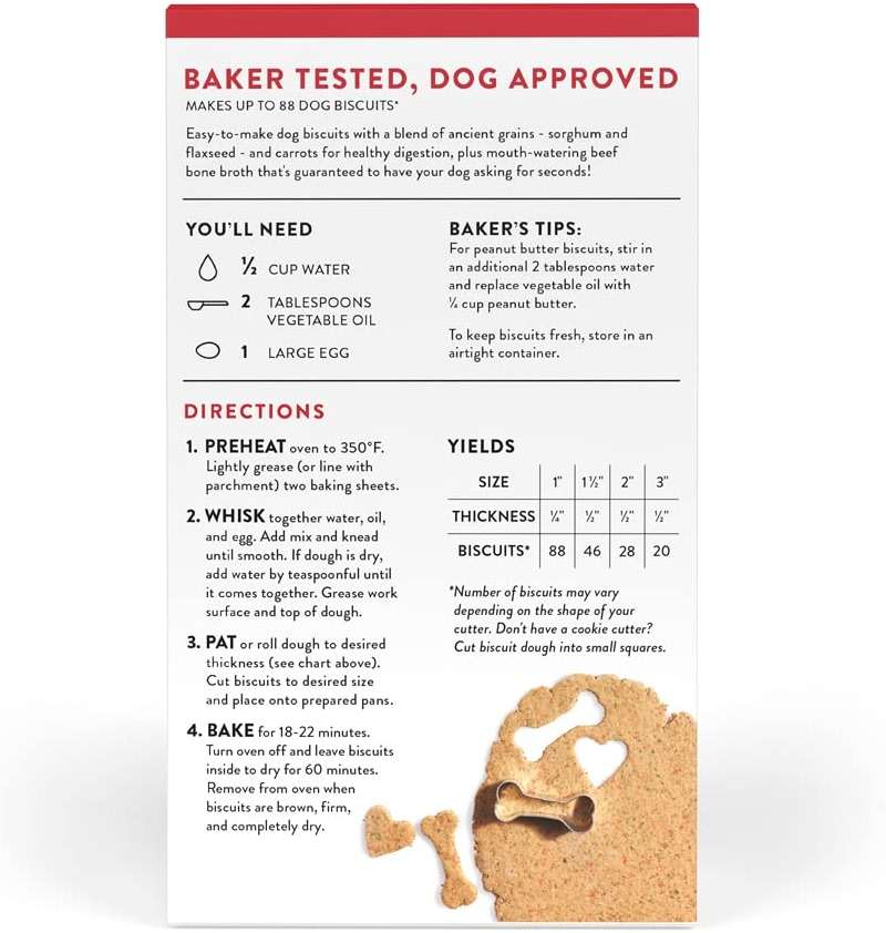King Arthur Dog Biscuit Mix, Beef Bone Broth & Carrot, Homemade Dog Treats, 12 Oz - Image 3