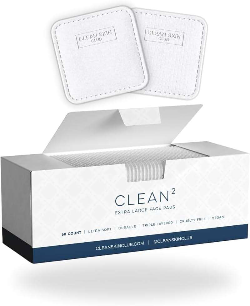 Clean Skin Club Clean² Pads 2.0 [NEW & Improved Edges] Guaranteed Not to Shed & Tear Face Pads, Unique Triple Layers, Textured & Ultra Soft Side, Organic Disposable Cotton, Pair with Makeup Remover - Image 1