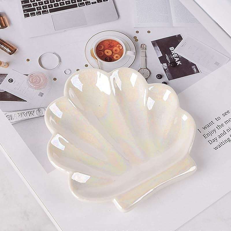 TIGERMILLION Shell Trinket Dish, Ceramic Ring Holder/Jewelry Tray, Cute Organizer Plate Vanity Decorations Accessories for Home Décor Bathroom Valentine's Christmas Birthday Mothers Day Gift for Women - Image 5