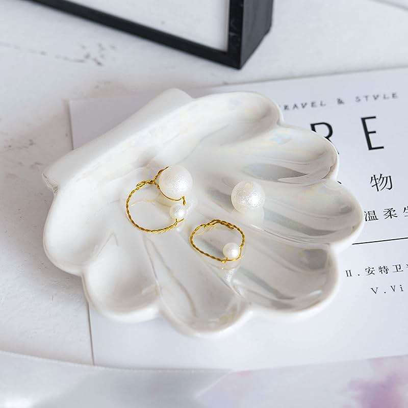 TIGERMILLION Shell Trinket Dish, Ceramic Ring Holder/Jewelry Tray, Cute Organizer Plate Vanity Decorations Accessories for Home Décor Bathroom Valentine's Christmas Birthday Mothers Day Gift for Women - Image 7