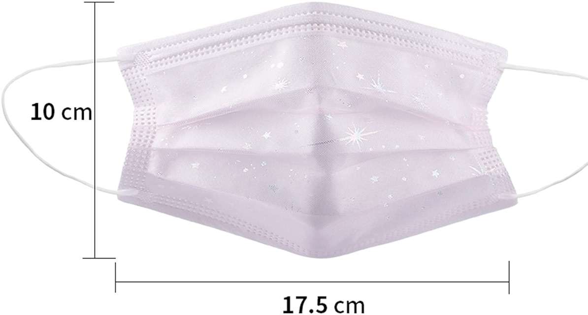 50 Pcs 4 ply Disposable Face_Masks for Adult Non-Woven Fabric White Lace Floral - Sequin Net Yarn Flowers Pattern Suitable for Holiday Home and Outdoor - Image 4
