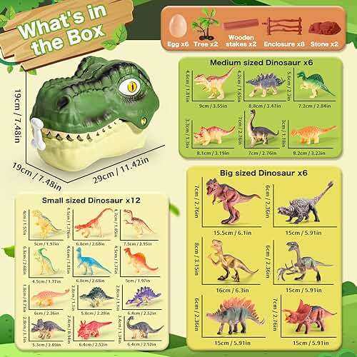 RISUNTOY Dinosaur Toys for Kids 3-5,45PCS Realistic Jurassic Dinosaurs Figures with Eggs&Trees&Fence Playset to Create a Dino World,Educational Figures, Great Gift for Toddler Boys & Girls - Image 2