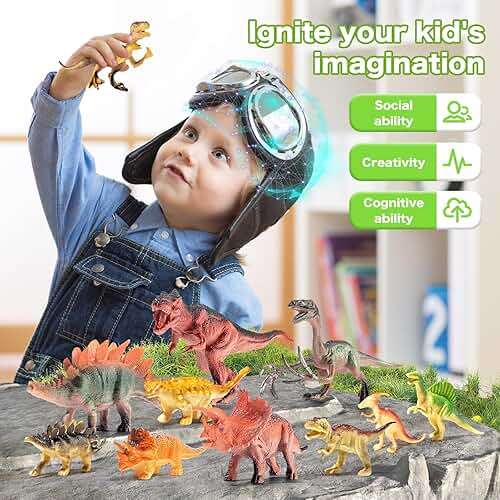 RISUNTOY Dinosaur Toys for Kids 3-5,45PCS Realistic Jurassic Dinosaurs Figures with Eggs&Trees&Fence Playset to Create a Dino World,Educational Figures, Great Gift for Toddler Boys & Girls - Image 7