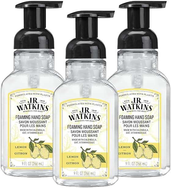 J.R. Watkins Foaming Hand Soap with Pump Dispenser, Moisturizing Foam Hand Wash, Alcohol-Free, Cruelty-Free, Citron, 9 fl oz, 3 Pack - Image 1