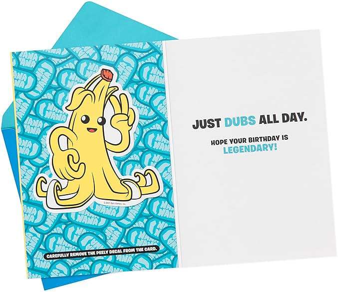 Hallmark Fortnite Birthday Card for Kids with Decal (Peely) - Image 2