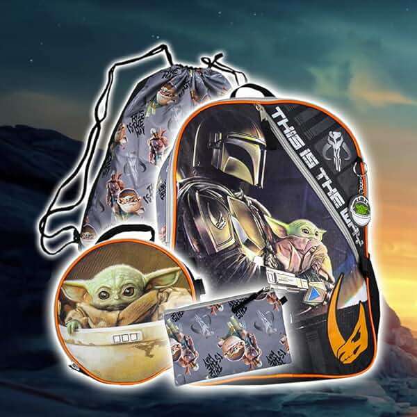 Bioworld The Mandalorian Grogu Baby Yoda This Is The Way 5 Piece 16" Backpack Lunch Bag Mega Set - Image 7