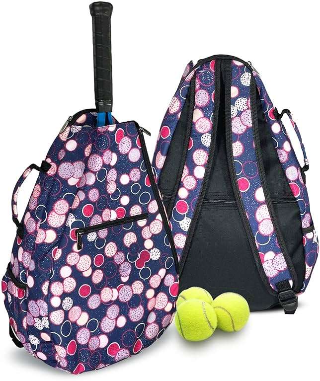Womens Tennis Backpack - Taboo Fashions Ladies Tennis Bag Holds Two Racquets, Padded Straps and Side Carry Handle - Image 1