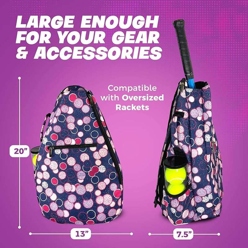 Womens Tennis Backpack - Taboo Fashions Ladies Tennis Bag Holds Two Racquets, Padded Straps and Side Carry Handle - Image 4