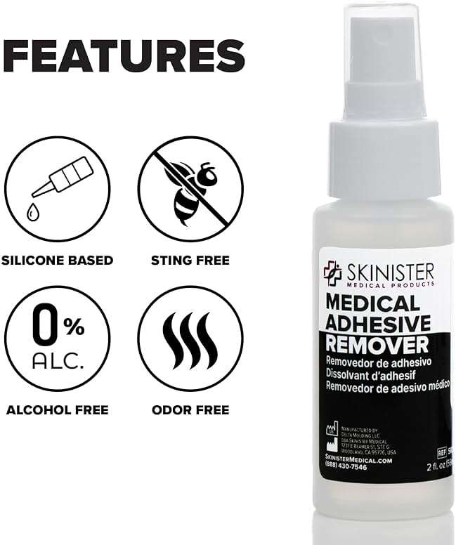 Skinister Medical Adhesive Remover for Skin | Wig, Ostomy, Tape, and Bandage Adhesive Remover | Silicone-Based, Hypoallergenic, Sting-Free | 2oz Spray - Image 3