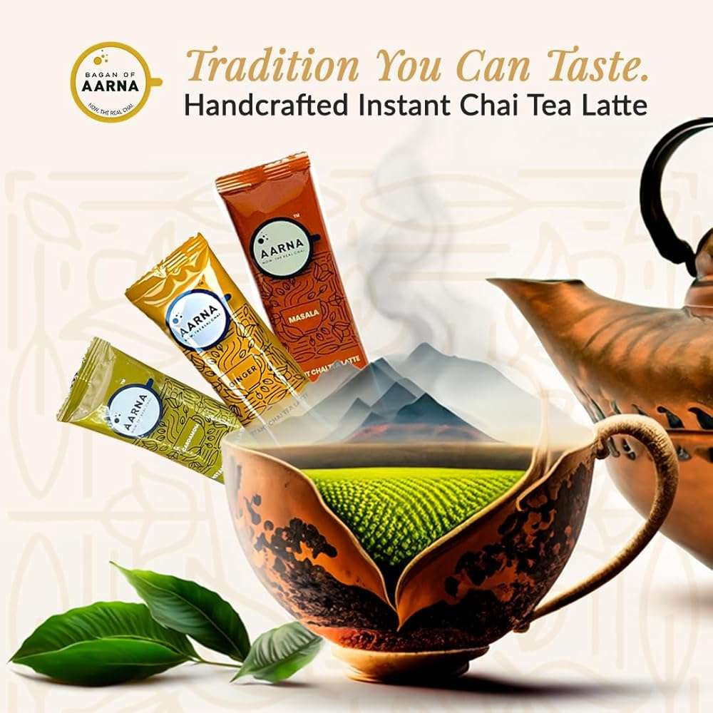 Bagan of Aarna Instant Masala Chai, Tea Powder Mix, Spiced Tea, All Natural Chai Tea, Authentic Chai Mix, Masala Spiced Chai Powder With Natural Flavour, Makes 10 Cups (Masala Sweetened) - Image 2