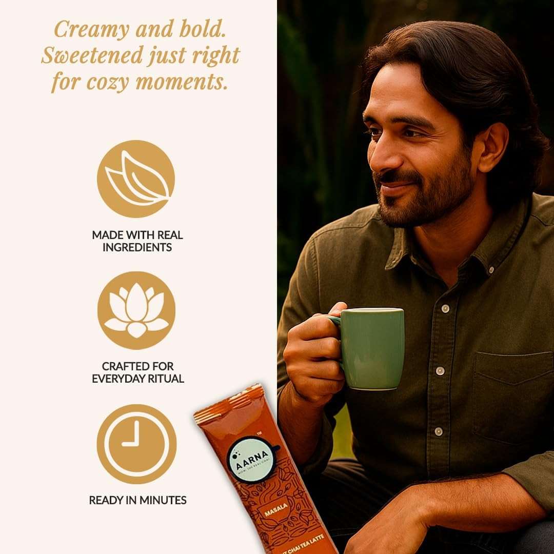 Bagan of Aarna Instant Masala Chai, Tea Powder Mix, Spiced Tea, All Natural Chai Tea, Authentic Chai Mix, Masala Spiced Chai Powder With Natural Flavour, Makes 10 Cups (Masala Sweetened) - Image 6