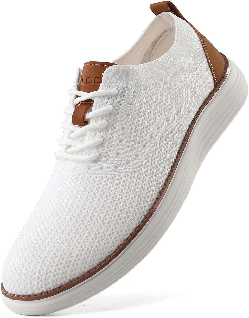 VILOCY Men's Casual Dress Sneakers Lace-Up Oxfords Business Mesh Breathable Walking Shoes Tennis Comfortable - Image 1