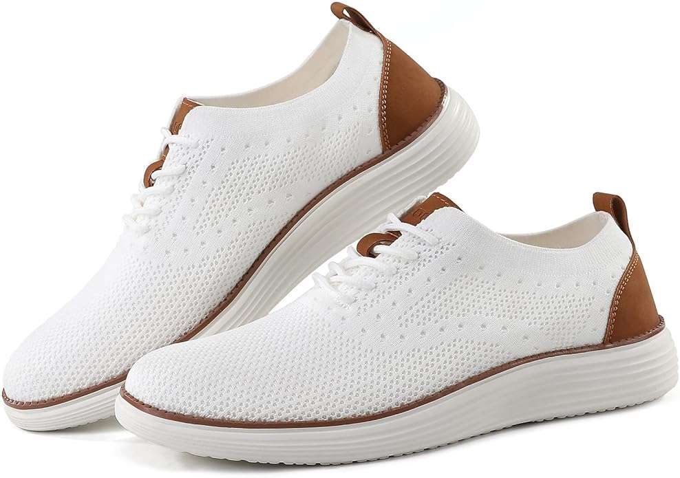 VILOCY Men's Casual Dress Sneakers Lace-Up Oxfords Business Mesh Breathable Walking Shoes Tennis Comfortable - Image 6