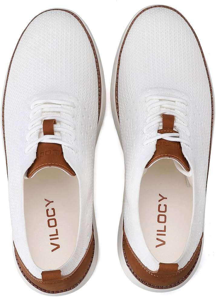 VILOCY Men's Casual Dress Sneakers Lace-Up Oxfords Business Mesh Breathable Walking Shoes Tennis Comfortable - Image 8
