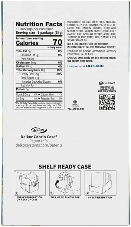 LILY'S Assorted Fruit Flavored No Sugar Added, Sour Gummy Worms Bags, 1.8 oz (12 Count) - Image 2