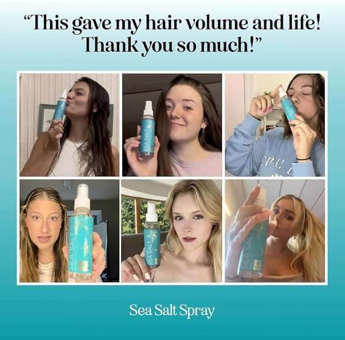 Volumizing Sea Salt Spray for Hair - Texturizing Beach Waves Spray & Hair Mist Curl Activator - Non Sticky Styling Beach Hair Spray for Men and Women with Nourishing Sea Kelp Extract and Argan Oil 8oz - Image 2