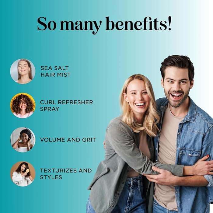 Volumizing Sea Salt Spray for Hair - Texturizing Beach Waves Spray & Hair Mist Curl Activator - Non Sticky Styling Beach Hair Spray for Men and Women with Nourishing Sea Kelp Extract and Argan Oil 8oz - Image 3
