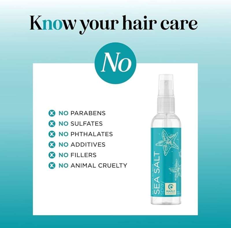 Volumizing Sea Salt Spray for Hair - Texturizing Beach Waves Spray & Hair Mist Curl Activator - Non Sticky Styling Beach Hair Spray for Men and Women with Nourishing Sea Kelp Extract and Argan Oil 8oz - Image 4