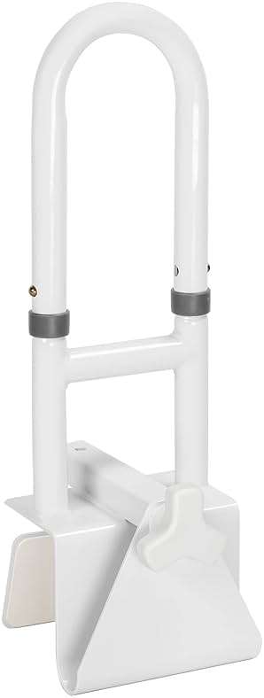 HEPO Adjustable Bathtub Safety Rail for Elderly, Tub Grab Bar for Bathroom, Assistance Bathtub Handle Clamp for Seniors Bath Handles Support and Fall Prevention, White - Image 1