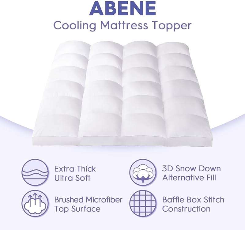 ABENE Twin XL Size Mattress Topper for College Dorm Essentials, Extra Long Mattress Pad Pillowtop, Soft Plush Mattress Cover Bed Topper with Deep Pocket, Overfilled Down Alternative Filling, White - Image 2