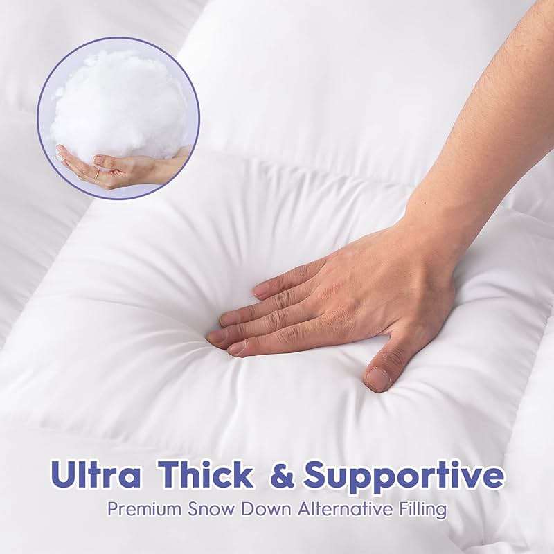 ABENE Twin XL Size Mattress Topper for College Dorm Essentials, Extra Long Mattress Pad Pillowtop, Soft Plush Mattress Cover Bed Topper with Deep Pocket, Overfilled Down Alternative Filling, White - Image 6