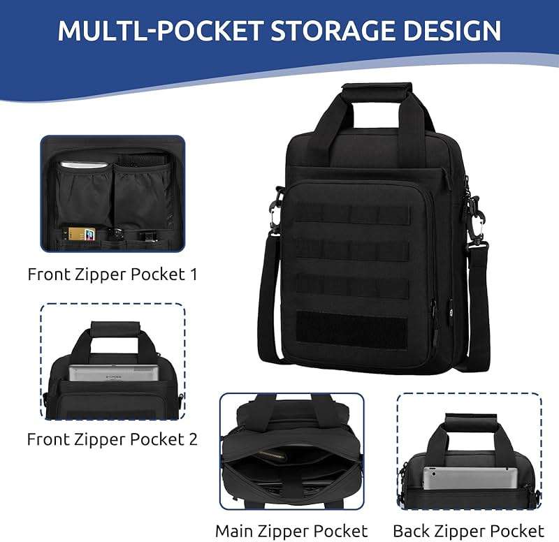 ZHIERNA Tactical Messenger Bag, Tactical Briefcase Laptop Bag Heavy Duty MOLLE Shoulder Pack Handbag for Men(Patch Included) - Image 4