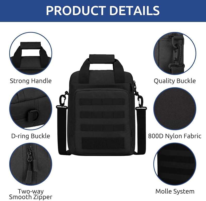ZHIERNA Tactical Messenger Bag, Tactical Briefcase Laptop Bag Heavy Duty MOLLE Shoulder Pack Handbag for Men(Patch Included) - Image 5