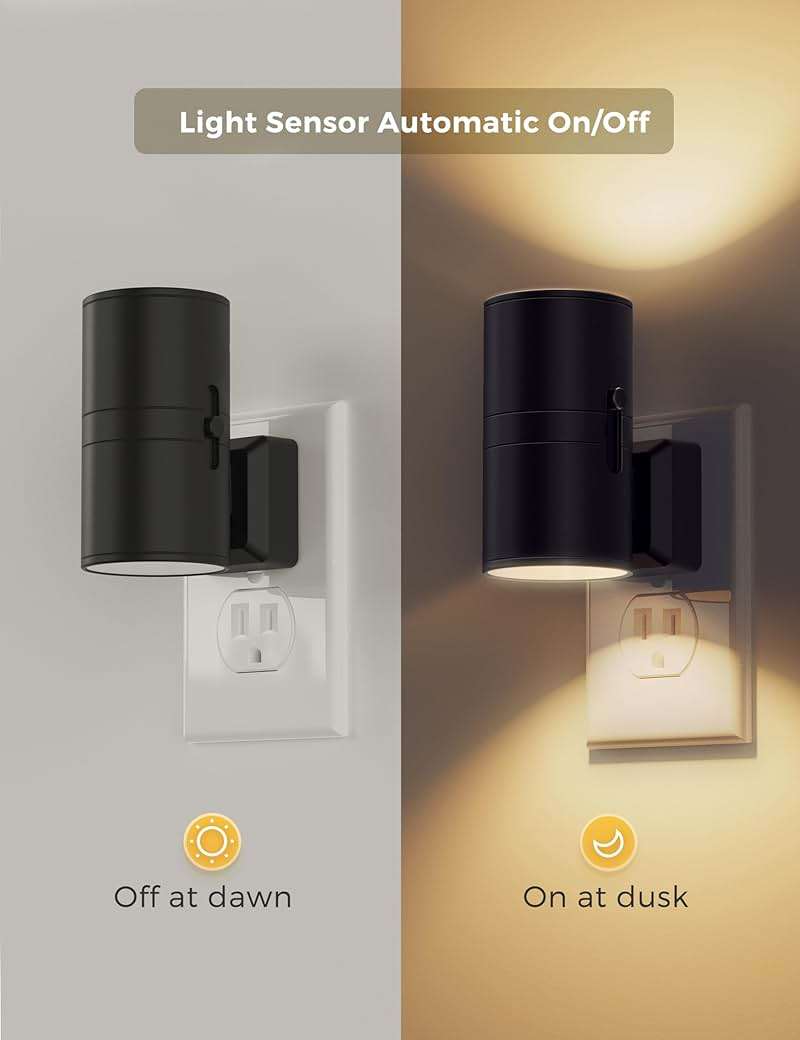 L LOHAS LED Night Light Plug in, Modern Night Lights Plug into Wall, Dusk to Dawn Sensor, Soft White 3000K, 0-100LM Adjustable Brightness, Dimmable Night Lights for Hallway Bedroom Stairway, 2 Pack - Image 3