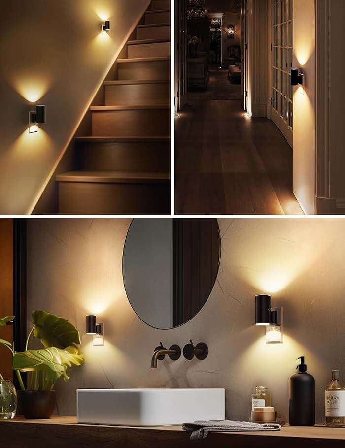 L LOHAS LED Night Light Plug in, Modern Night Lights Plug into Wall, Dusk to Dawn Sensor, Soft White 3000K, 0-100LM Adjustable Brightness, Dimmable Night Lights for Hallway Bedroom Stairway, 2 Pack - Image 5