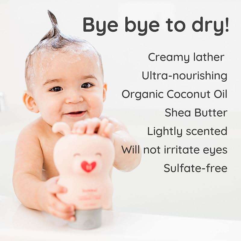 Bubbsi Baby Shampoo and Body Wash - Organic Coconut Oil and Shea Toddler Bath Soap w/Natural Scent, Gentle Sulfate-Free Kids Body Wash Won't Irritate Eyes (Refillable bottle, 8oz) - Image 2