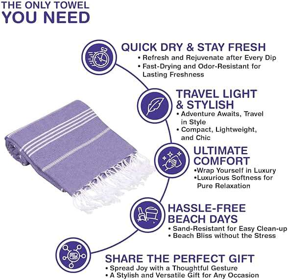 PADISHAHHOME Beach Towels Oversized 39x71 | Turkish Beach Towel | Quick Dry, Sand Free, Soft, Absorbent, Lightweight, Compact Travel Towel | Large Pool Towels | Turkish Bath Towels Set of 6 - Image 8