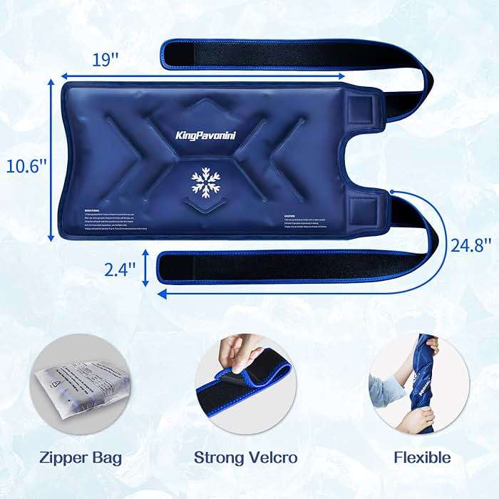 KingPavonini XXL Knee Ice Pack Wrap Around Entire Knee After Surgery, Large Reusable Gel Ice Pack for Injuries, Pain Relief, Swelling, Sports Injuries, 1 Pack (Blue) - Image 3