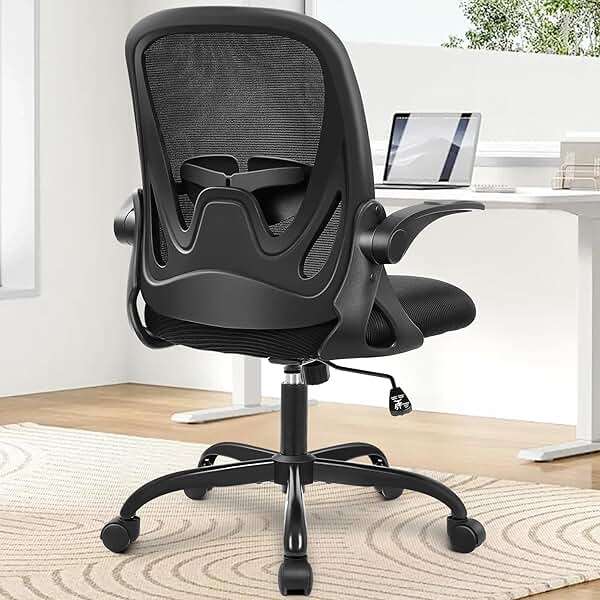 Primy Office Chair Ergonomic Desk Chair with Flip up Armrests Swivel Breathable Desk Mesh Computer Chair with Adjustable Lumbar Support and Height for Conference Room (Black) - Image 2