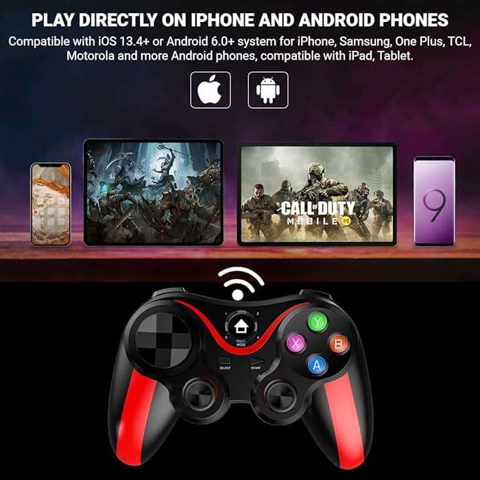 arVin Mobile Game Controller for iPhone & Android with Phone Holder, Bluetooth Gamepad Joystick for iPhone 15/14/13/12/11, iOS, iPad, Samsung Galaxy S23/S22/S21 Ultra, One Plus, Tablet, Call of Duty - Image 2
