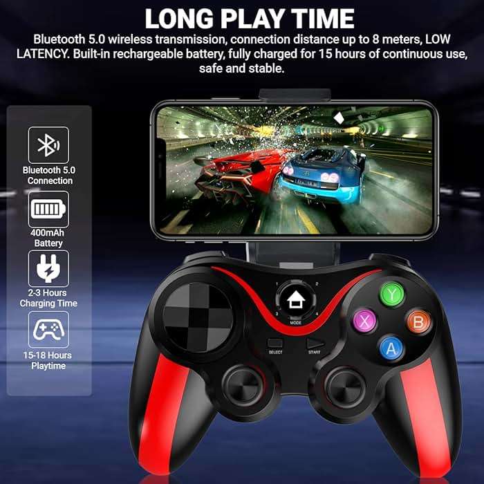 arVin Mobile Game Controller for iPhone & Android with Phone Holder, Bluetooth Gamepad Joystick for iPhone 15/14/13/12/11, iOS, iPad, Samsung Galaxy S23/S22/S21 Ultra, One Plus, Tablet, Call of Duty - Image 3