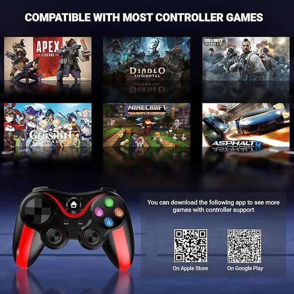 arVin Mobile Game Controller for iPhone & Android with Phone Holder, Bluetooth Gamepad Joystick for iPhone 15/14/13/12/11, iOS, iPad, Samsung Galaxy S23/S22/S21 Ultra, One Plus, Tablet, Call of Duty - Image 4