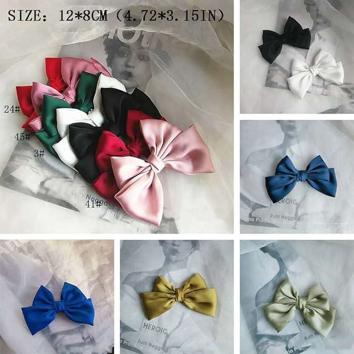 2 Pcs Satin Bow Shoe Clips Removable Solid Color Shoe Clips Elegant Wedding Party Shoe Buckles Bags Clothing Hair Accessories - Image 3
